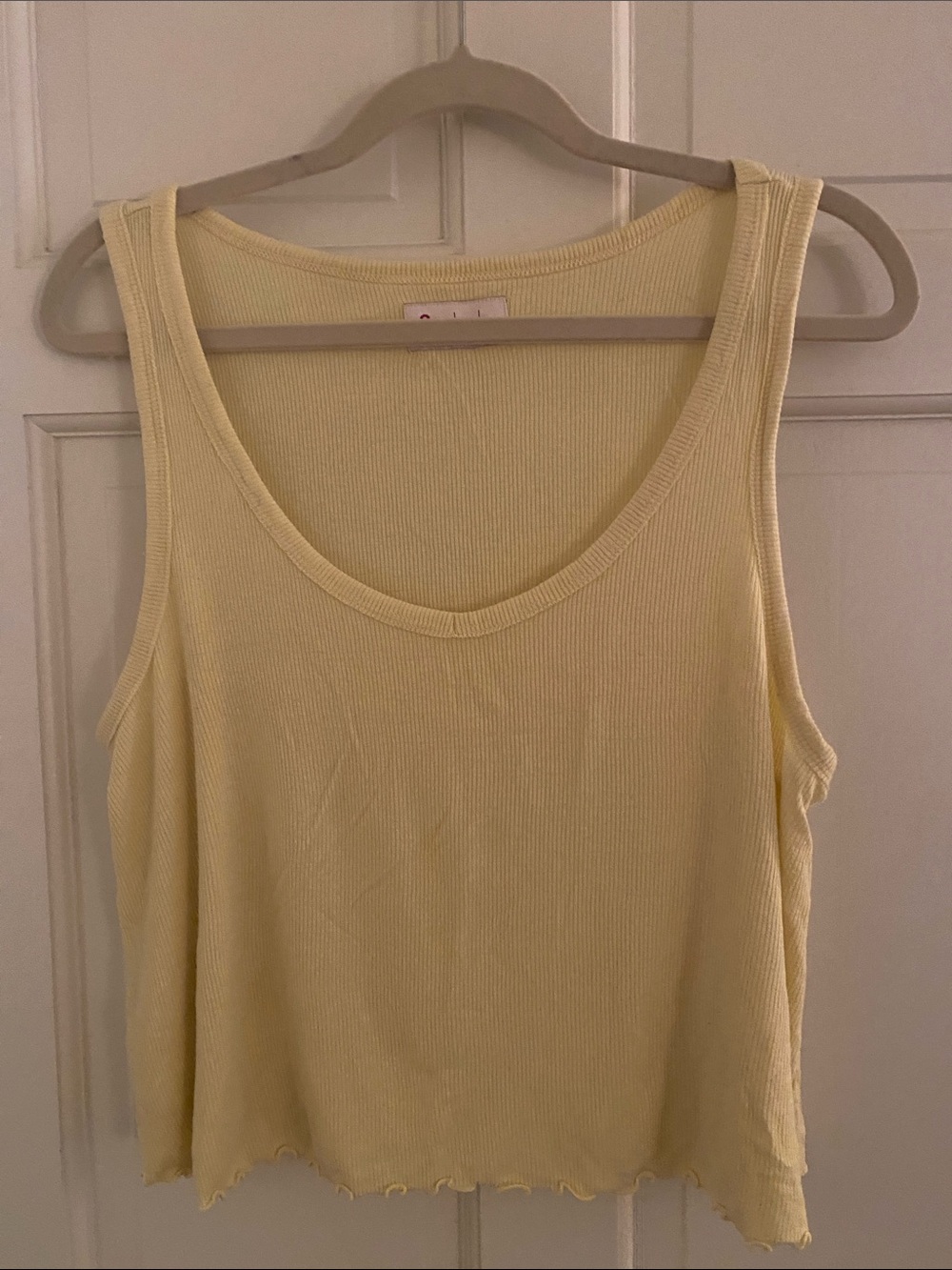 SO Ribbed Scoop Neck Tank Top in Pale Yellow